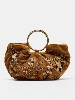 NWT Zara Woman Bloggers Fav CORDUROY EMBROIDERED BUCKET BAG